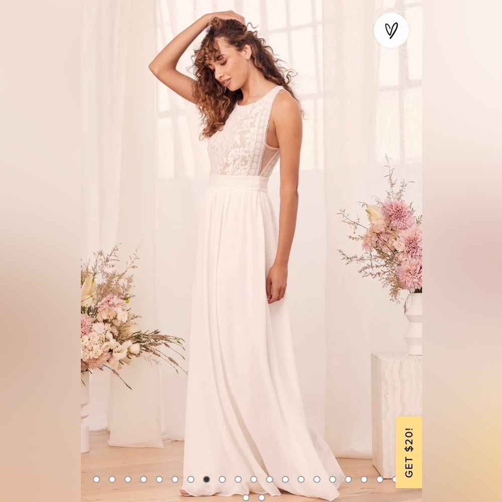 Lulus White Bridal Lace Maxi Dress